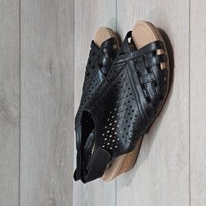 Earth Women Leather Pisa Galli Open Toe Wedge Sandals shoes sz 11M